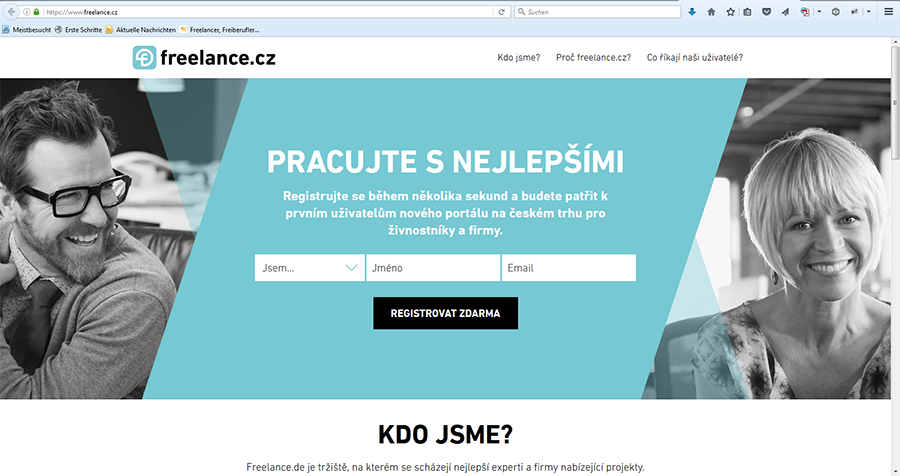 Screenshot freelance.cz Startseite